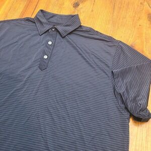 FootJoy Polo Shirt Mens L Blue Striped Short Sleeve Golf Stretch Casual